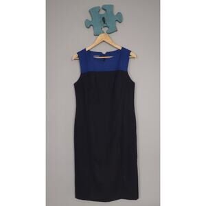 Pendleton Womens Sheath Dress 100% Wool Size 10 Colorblock Black Blue